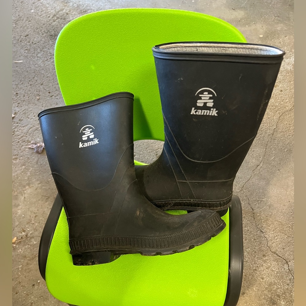Kamik - Big Kid Rain Boots Size 6 Black Waterproof